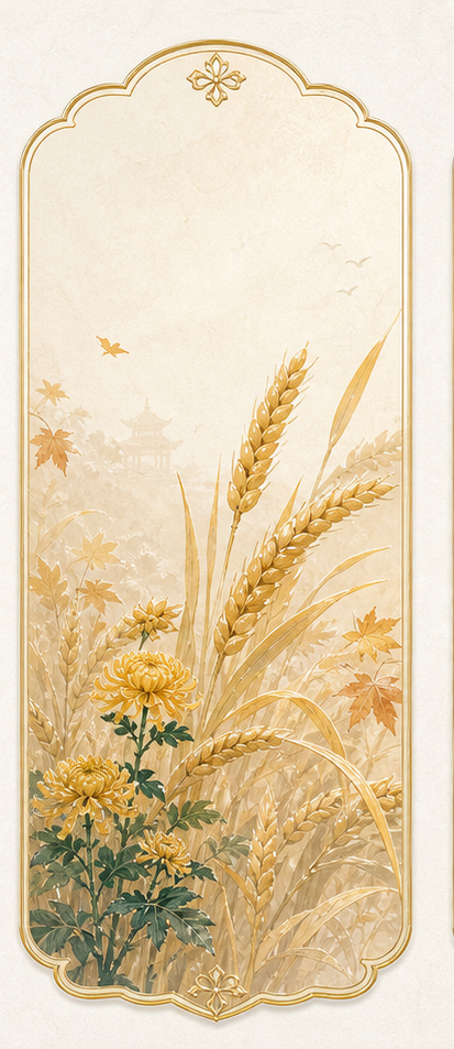 秋季国风插画卡