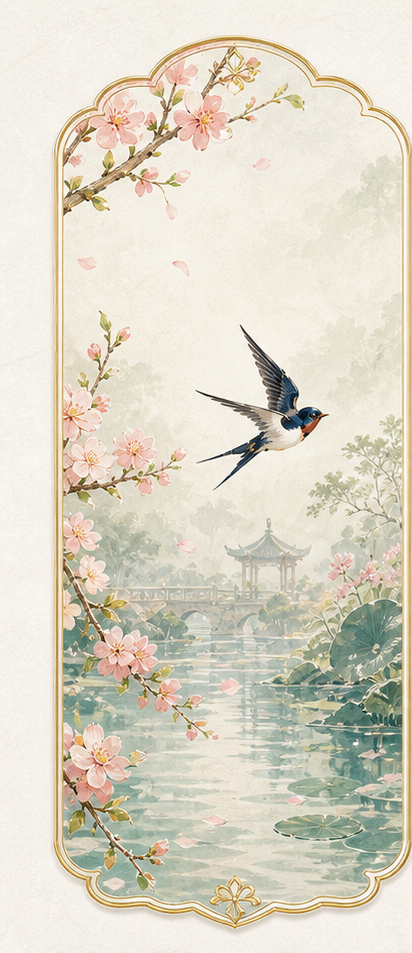 春季国风插画卡